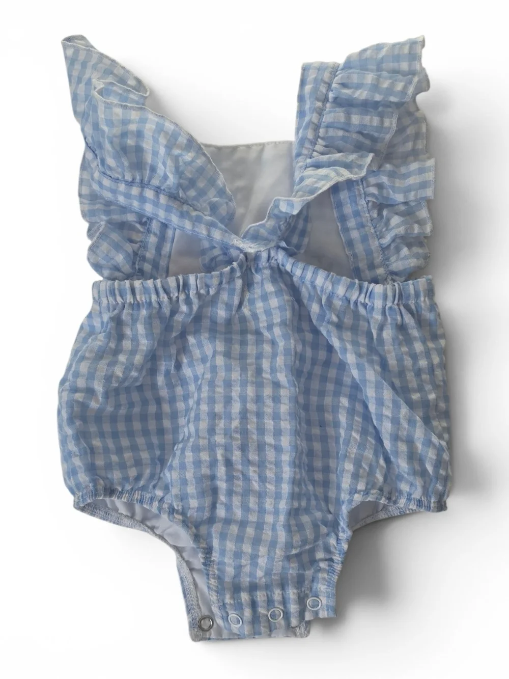 Mud Pie Baby Americana Gingham Bubble Romper 4th of July Embroidered Nautical